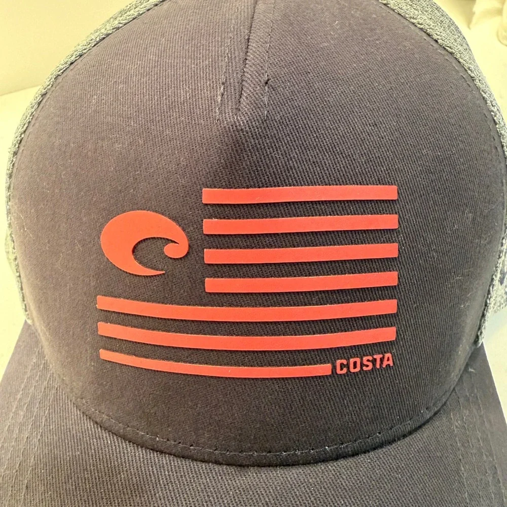 Costa‎ Del Mar NEW Twill Trucker Pride Logo Hat Fishing Mesh SnapBack Cap Navy